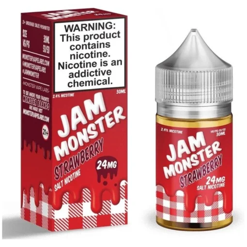 น้ำยา Jam Monster Salt Nic เป็นน้ำยาจากประเทศอเมริกา คุณภาพสูง ทั้งด้านกลิ่น และรสชาติที่แตกต่างจากน้ำยาธรรมดาทั่วๆไป ไม่หวานเลี่ยนจนเกินไป มีกลิ่นที่เป็นเอกลักษณ์เฉพาะตัว หาตัวจับยาก นิโคติน 24/48 mg ปริมาณน้ำยา 30 ml ตัวน้ำยาเองได้รับมาตรฐานการผลิตที่เต็มไปด้วยคุณภาพจากโรงงานของบริษัท Monstervapelabs