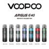 Voopoo Argus E40 Pod Kit พอตบุหรี่ไฟฟ้ารุ่นใหม่ล่าสุด จากแบรนด์ Voopoo กับซีรีส์ Argus รุ่นรหัสใหม่ E40 ครอบคลุมการใช้งานได้ดีทั้งในการใช้งานกับน้ำยาบุหรี่ไฟฟ้าแบบSalt nic และ Free base ใช้งานง่ายไม่ซับซ้อน ดีไซน์สวย ปรับกำลังไฟได้ถึง 5 - 40w พร้อมแบตเตอรี่ในตัวให้มามากถึง 1800mAh